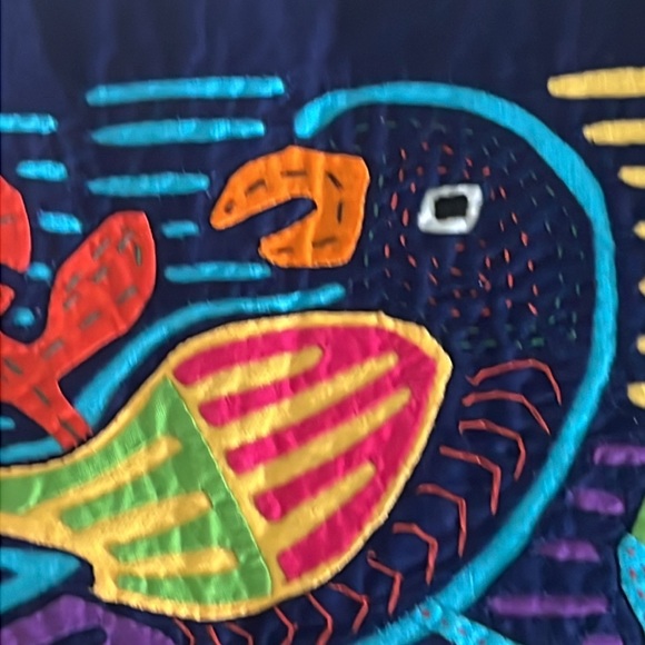 Vintage Parrot Mola Hand Made in Panama - Picture 2 of 4